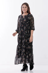 Women's Dress (Black Printed)
