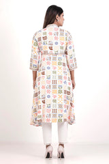 Women's Ethnic Tops (White Printed)