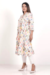 Women's Ethnic Tops (White Printed)