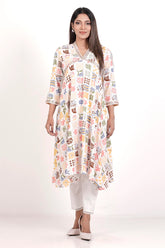 Women's Ethnic Tops (White Printed)