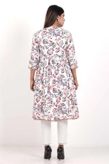 Women's Ethnic Tops (White Printed)