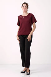 Women's Knitted Tops (Maroon)