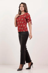 Women's Knitted Tops (Maroon Printed)