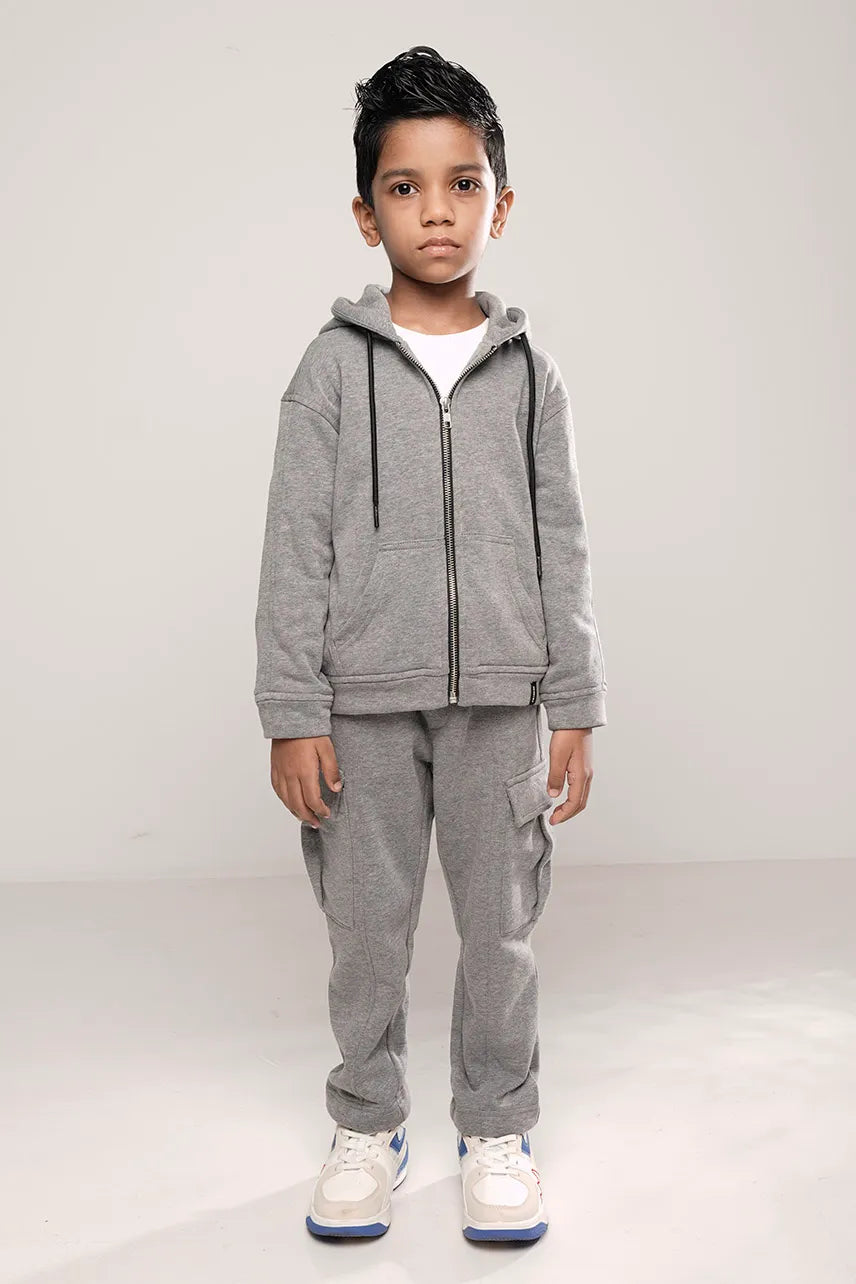 Boy's Hoodie Set (2-7Y) (Grey Melange)
