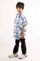 Boy's Shirt (8-13Y) (White Printed)
