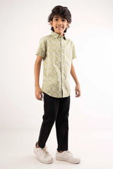 Boy's Shirt (2-7Y) (Green Printed)