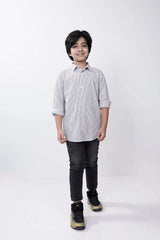 Boy's Shirt (2-7Y) (Black Stripe)