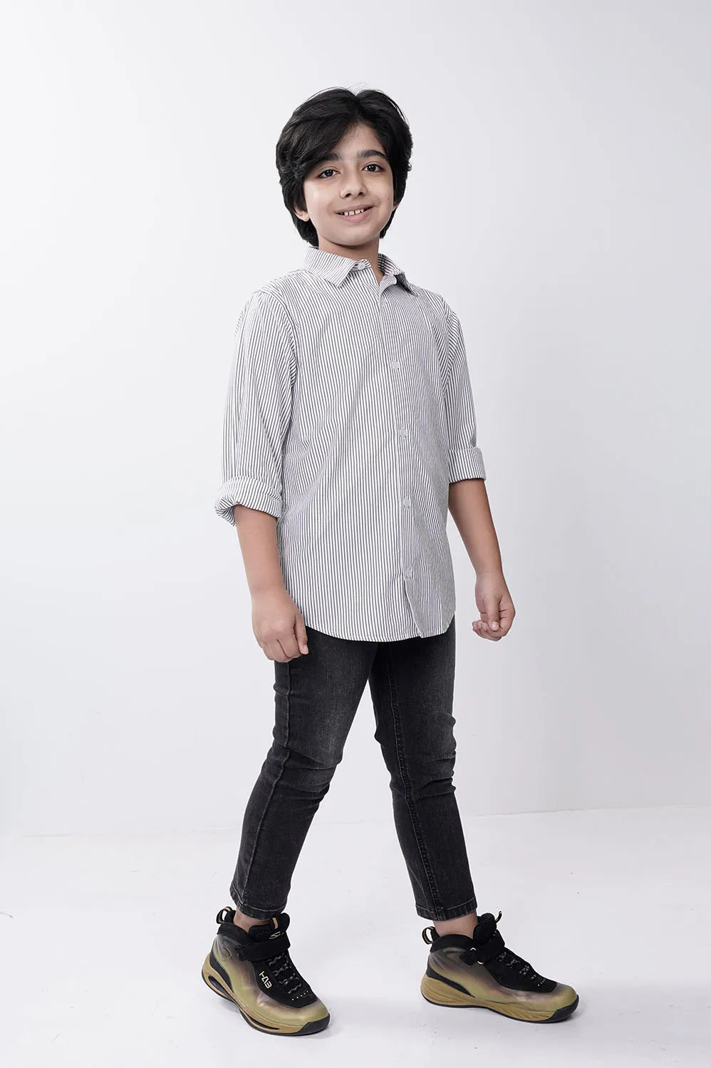 Boy's Shirt (2-7Y) (Black Stripe)