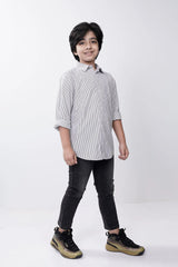 Boy's Shirt (2-7Y) (Black Stripe)