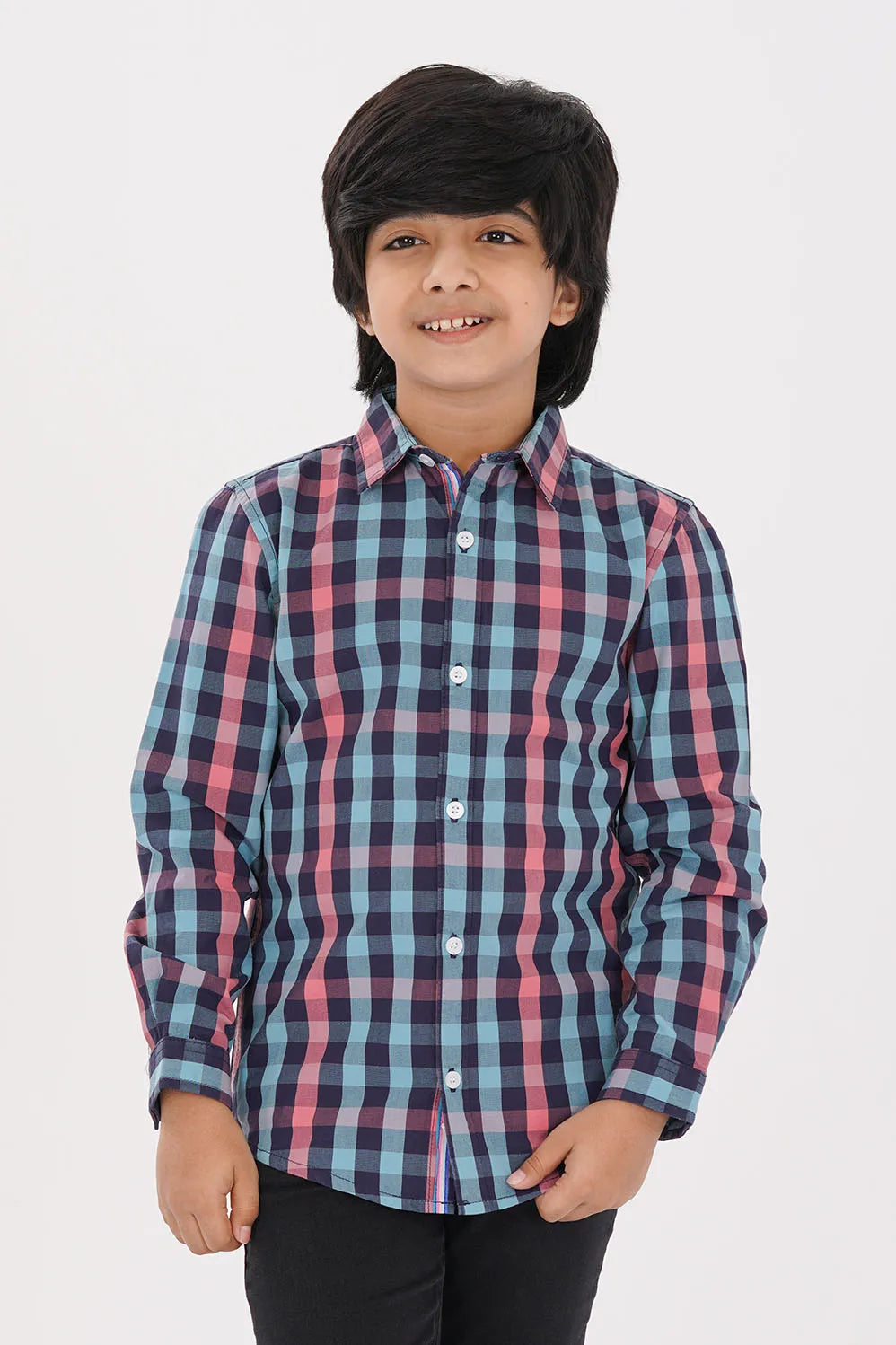 Boy's Shirt (2-7Y) (Navy Check)
