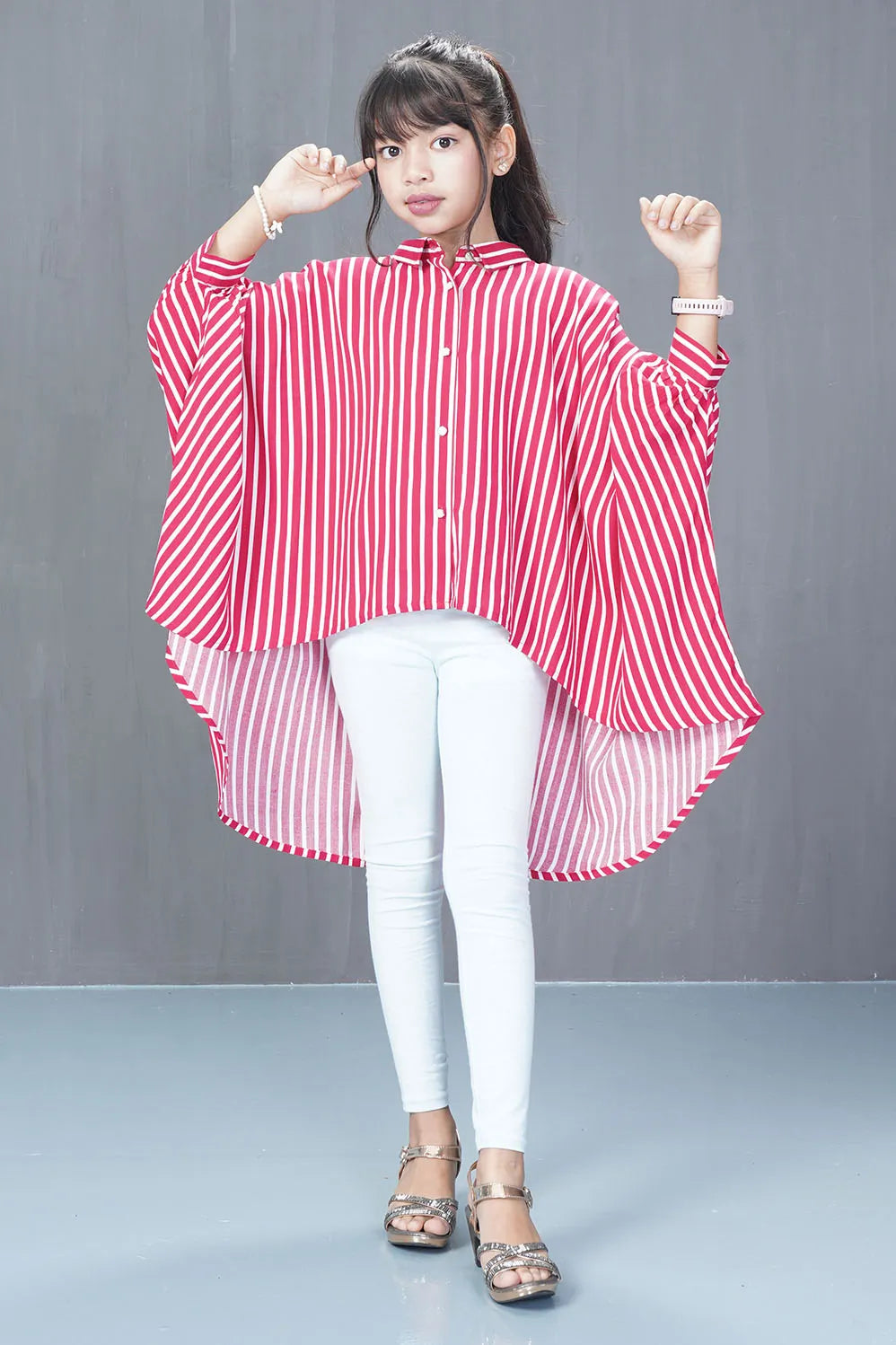 Girl's Casual Tops (8-13Y) (Cherry Stripe)