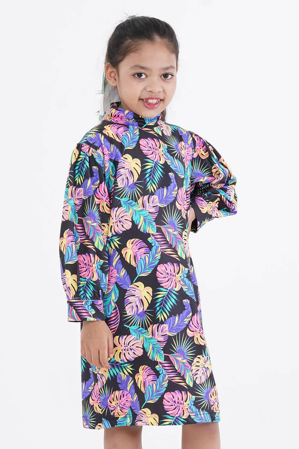 Girl's Dress (2-7Y) (Black Printed)