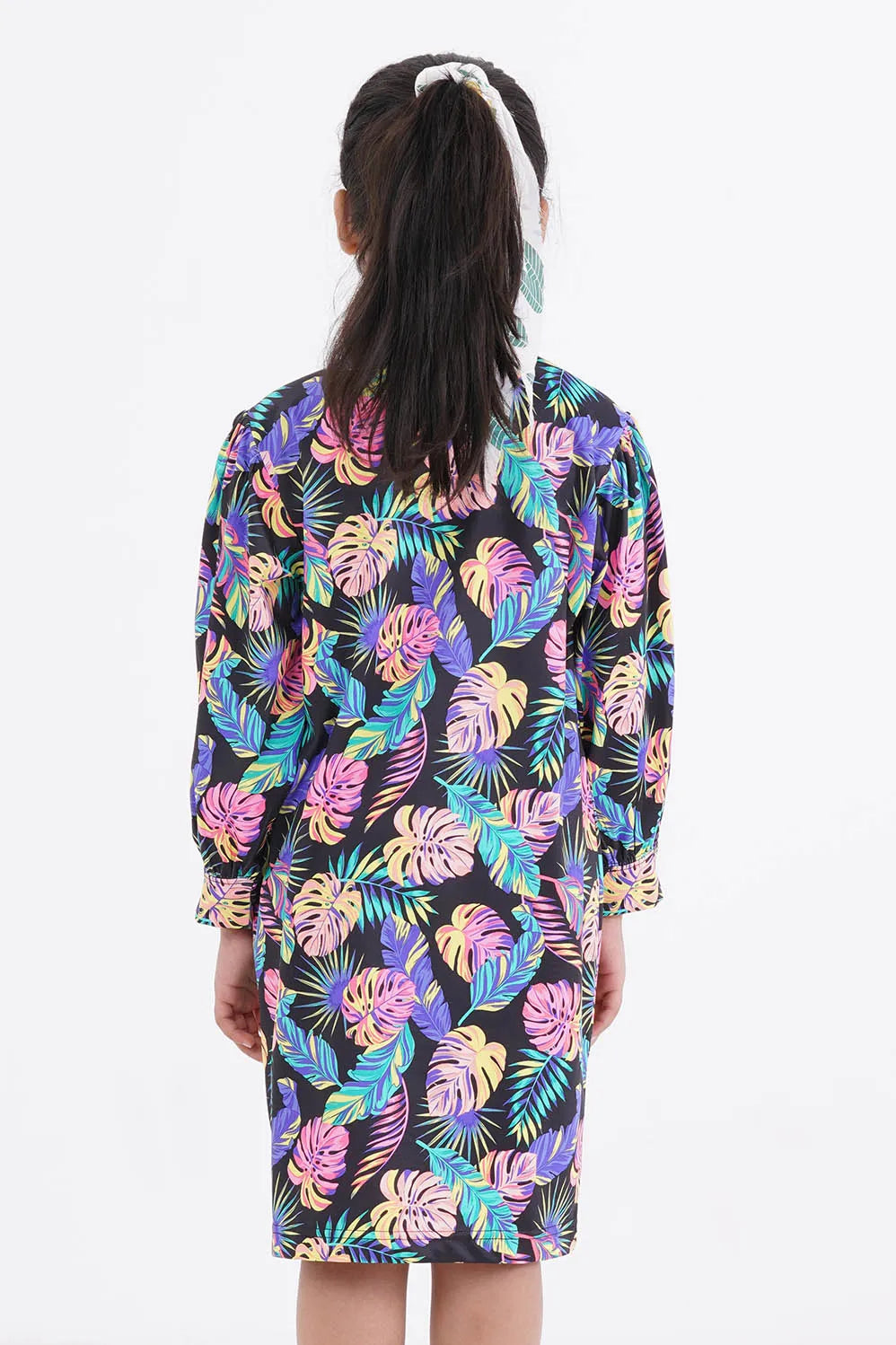 Girl's Dress (2-7Y) (Black Printed)