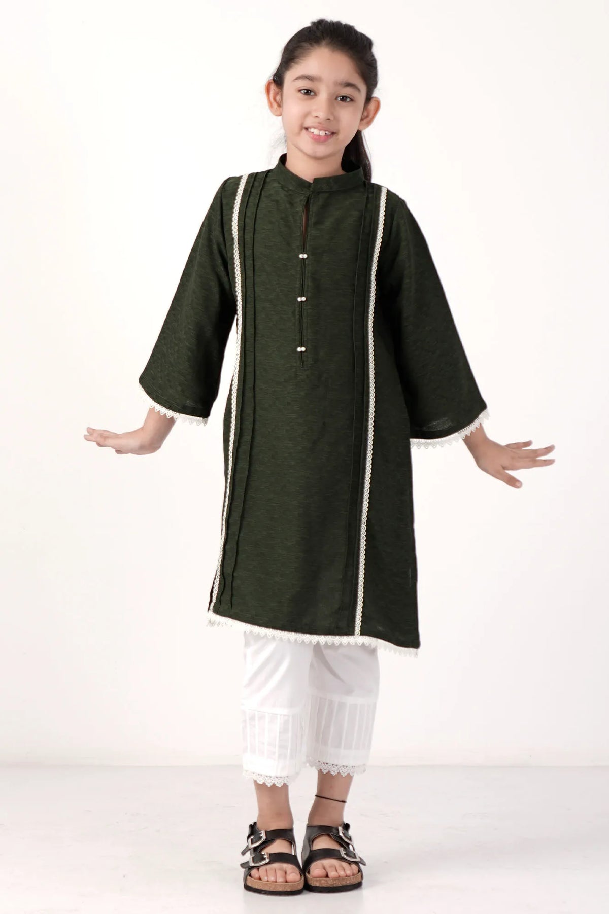 Girl's Ethnic Tops (2-7Y) (Olive)