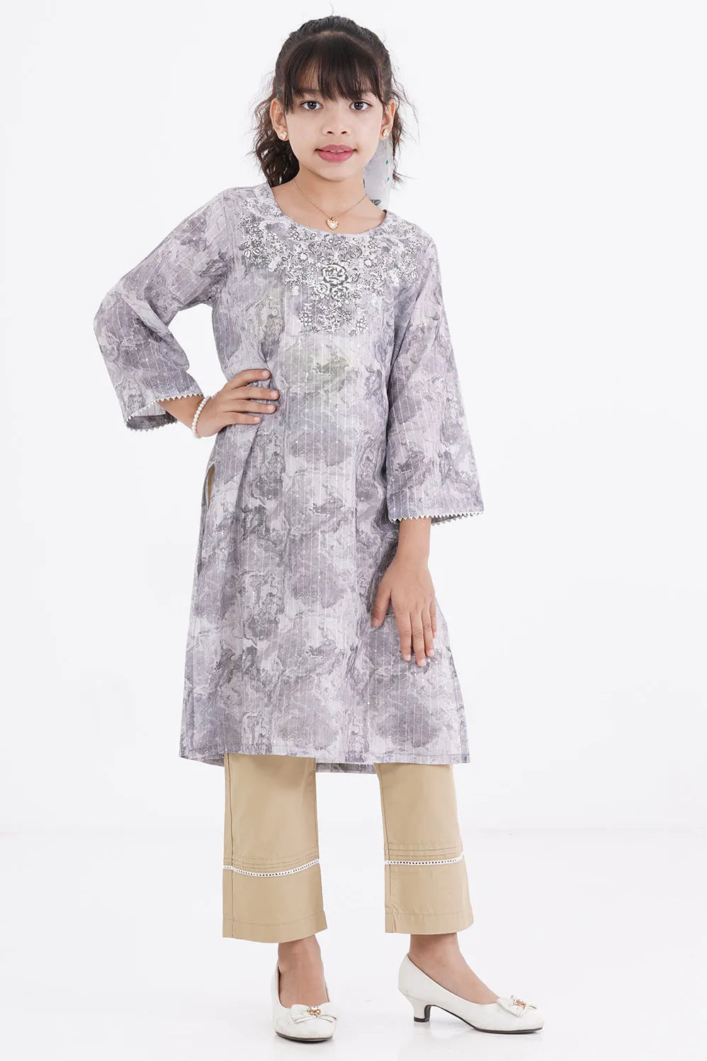 Girl's Ethnic Tops (8-13Y) (Grey)