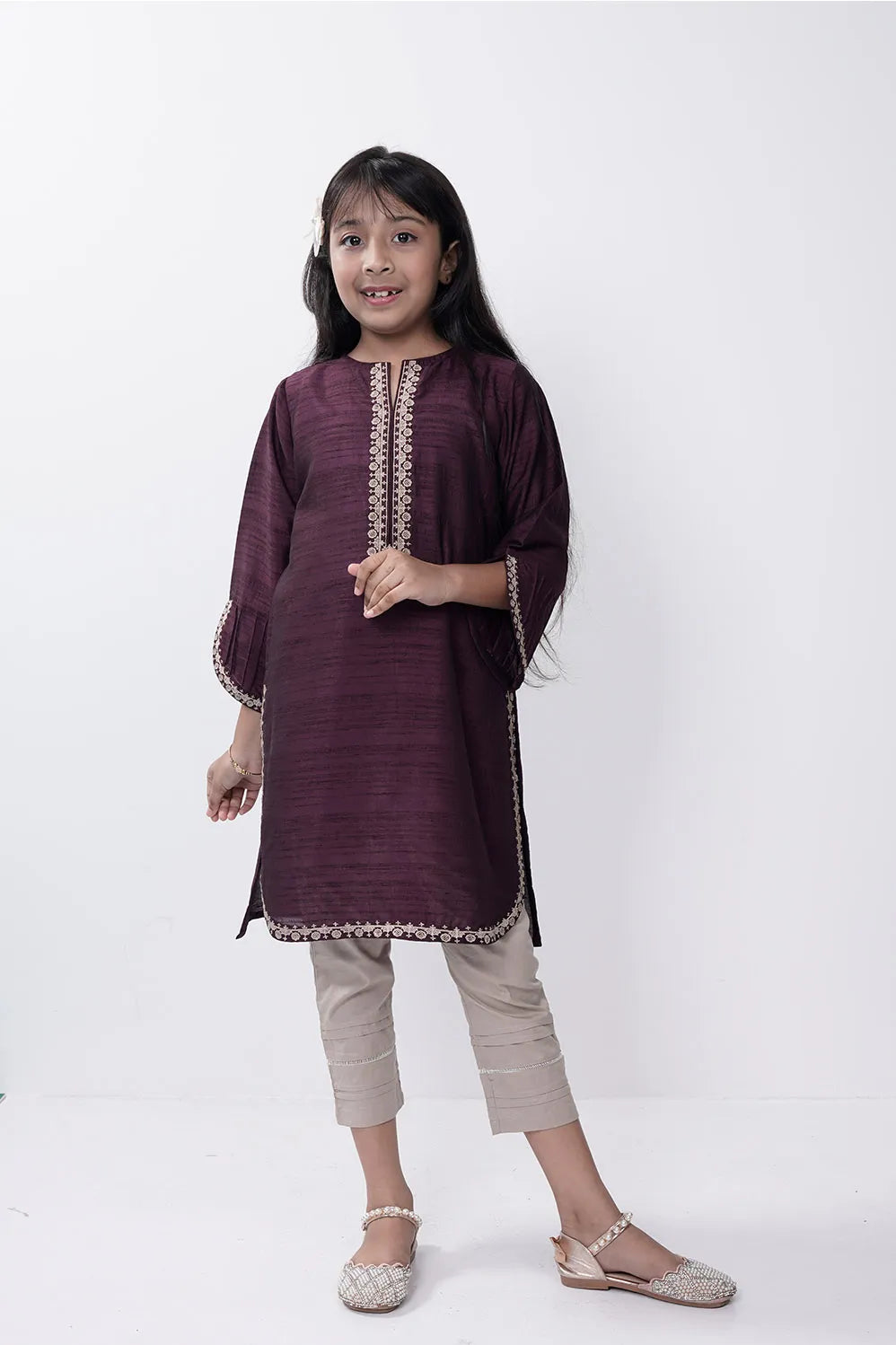 Girl's Ethnic Tops (2-7Y) (Burgundy)