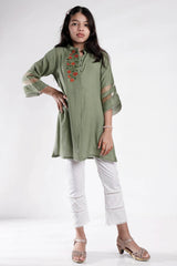 Girl's Ethnic Tops (2-7Y) (Olive)