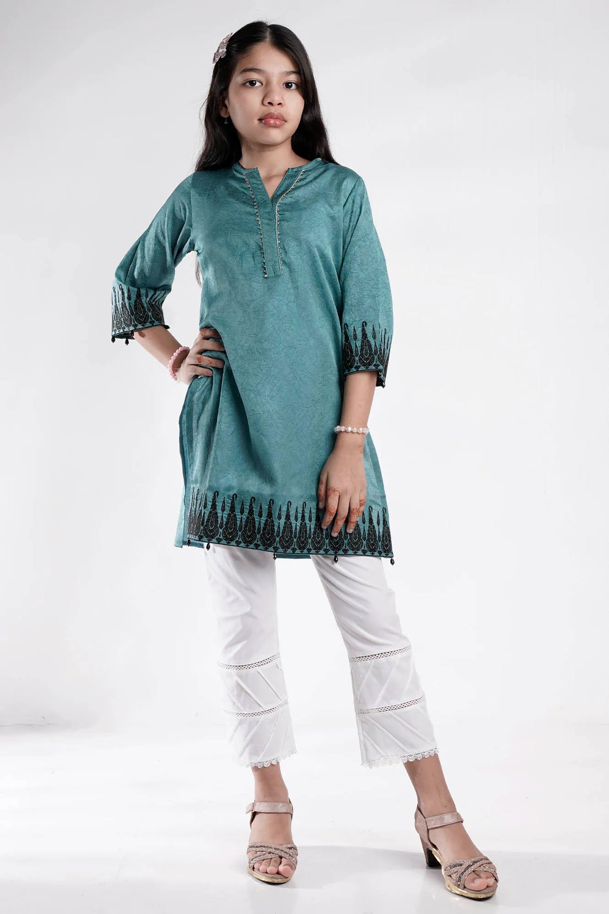 Girl's Ethnic Tops (8-13Y) (Pine Green)