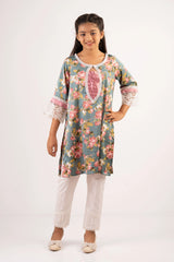 Girl's Ethnic Tops (2-7Y) (Teal Printed)