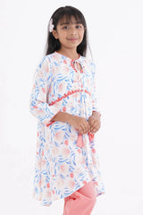 Girl's Kurti (8-13Y) (White Printed)