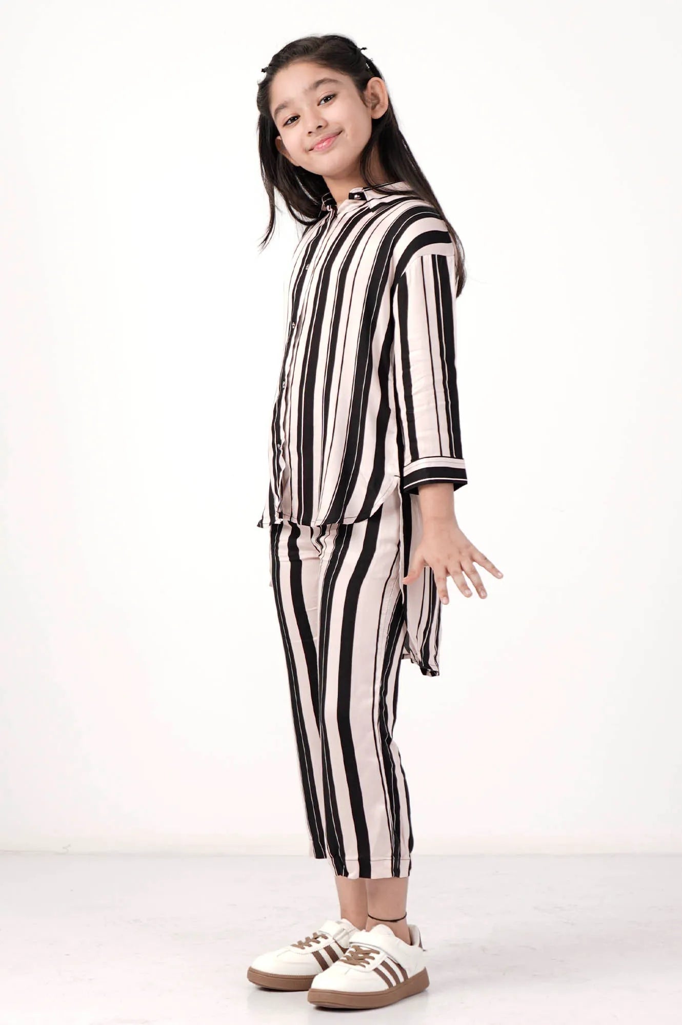 Girl's Set (2-7Y) (Black Stripe)