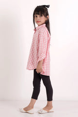 Girl's Shirt (8-13Y) (Peach Check)