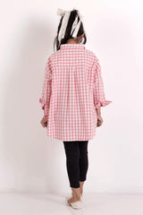 Girl's Shirt (8-13Y) (Peach Check)