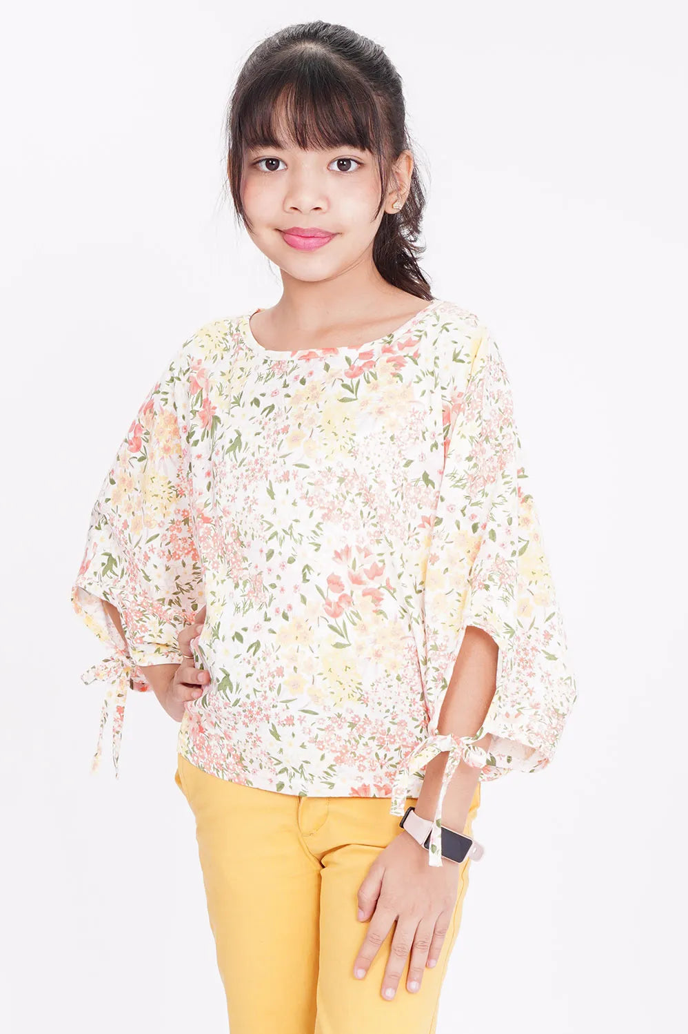 Girl's T-shirt (8-13Y) (Peach Floral)