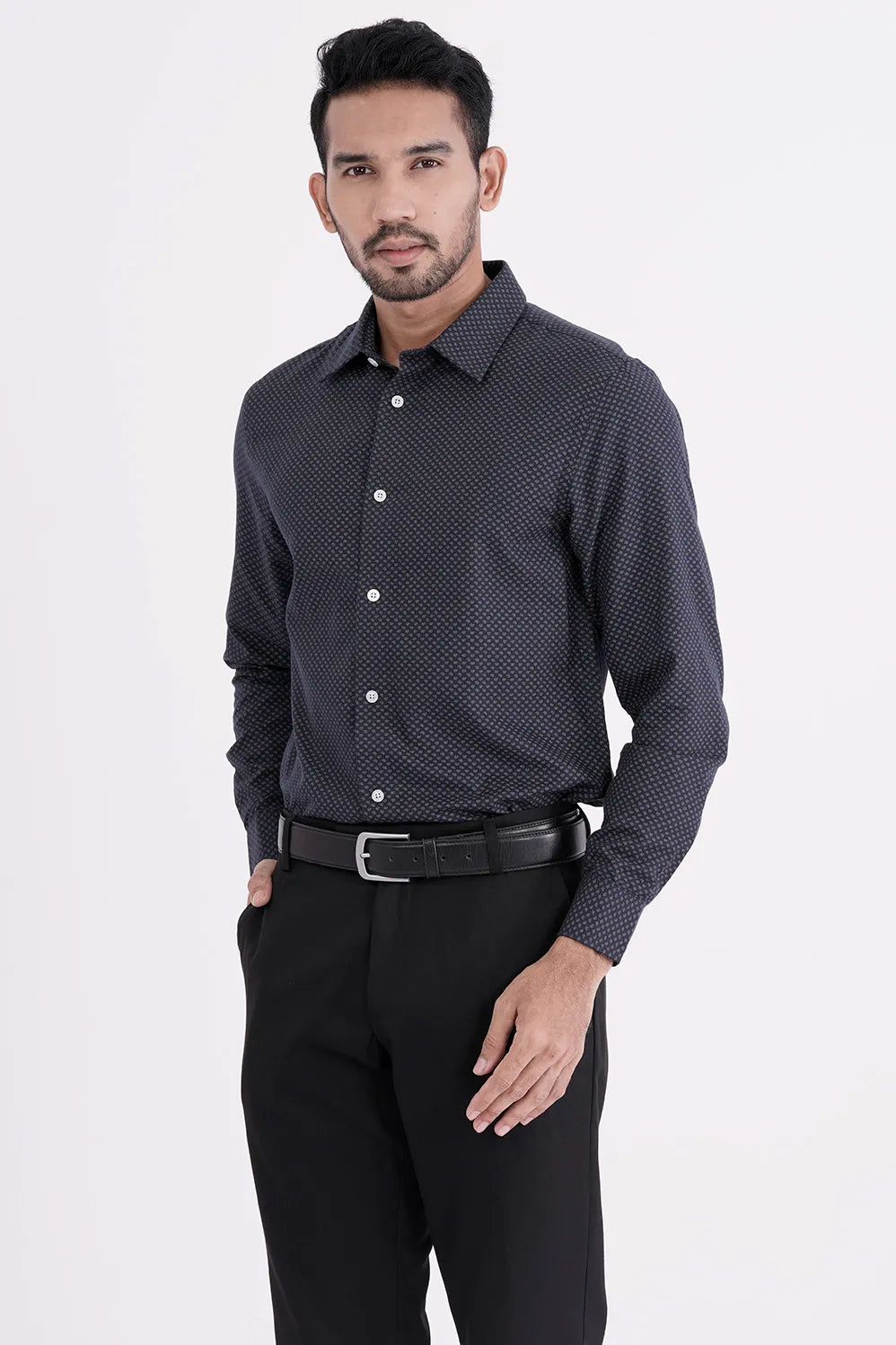 Mens Formal Shirt (Navy Paisely)