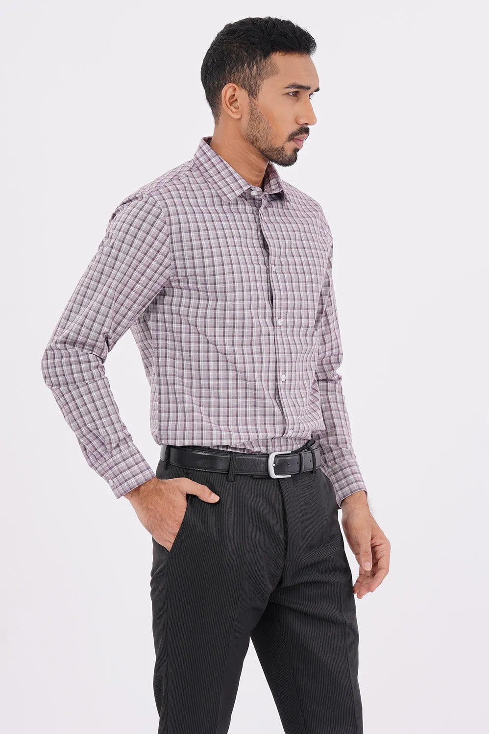 Mens Formal Shirt (Purple Check)