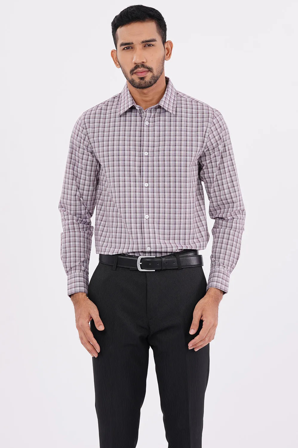 Mens Formal Shirt (Purple Check)