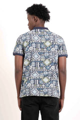 Men's Polo Shirt (Navy Printed)