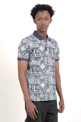 Men's Polo Shirt (Navy Printed)