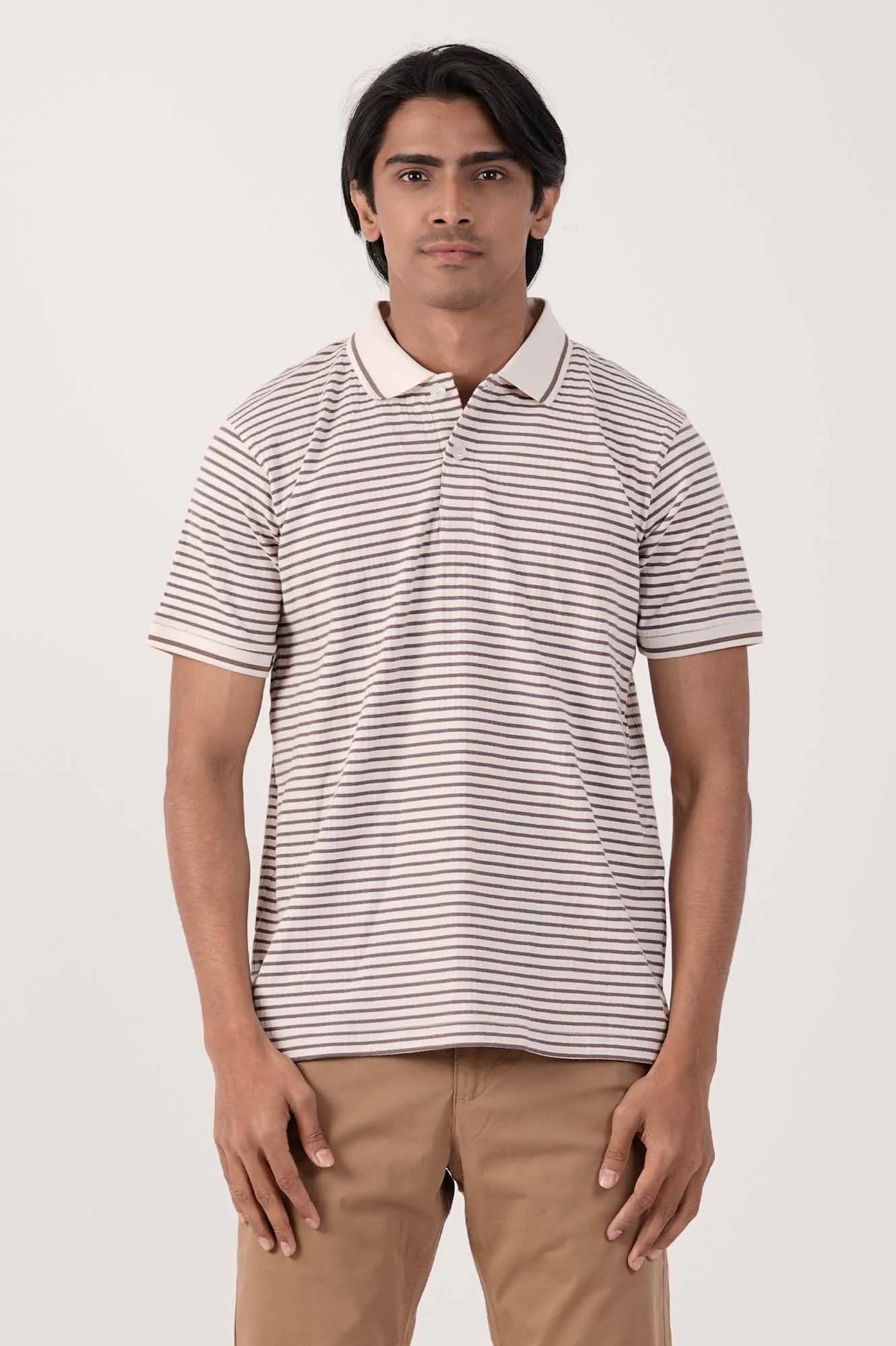 Men Polo Shirt (Grey Stripe)