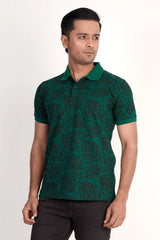 Men Polo Shirt (Green Print)