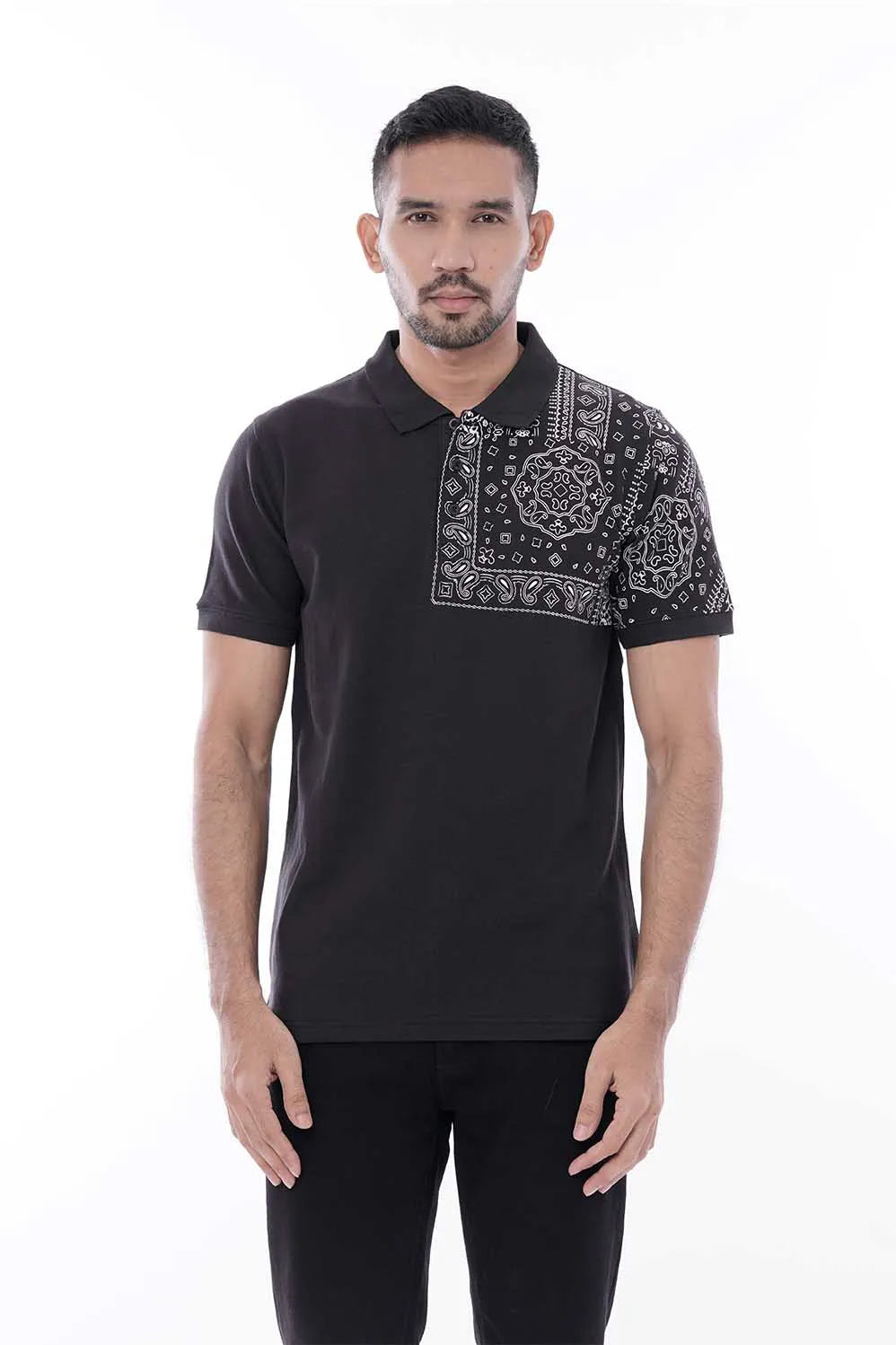 Men Polo Shirt (Black White)