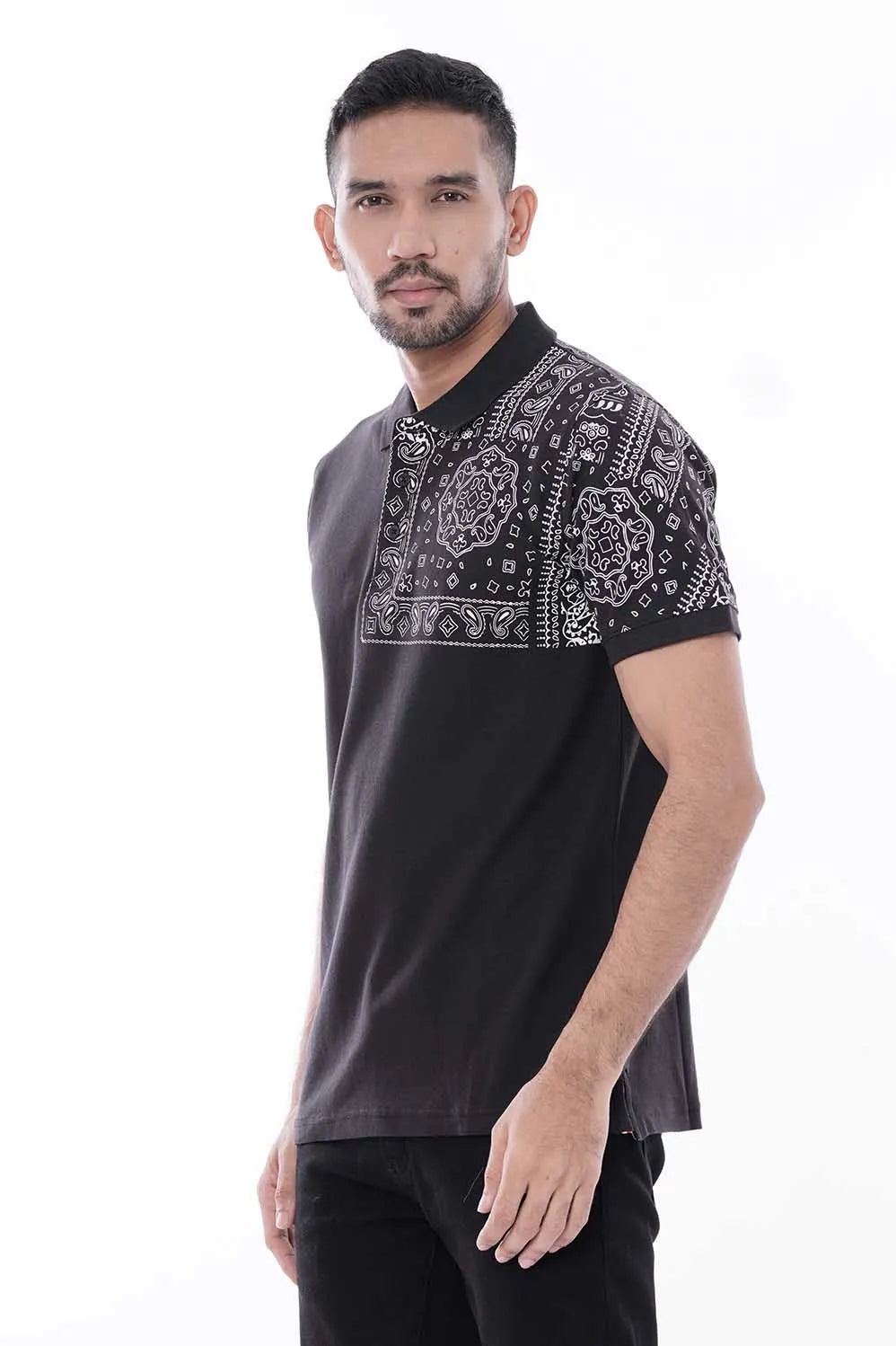 Men Polo Shirt (Black White)