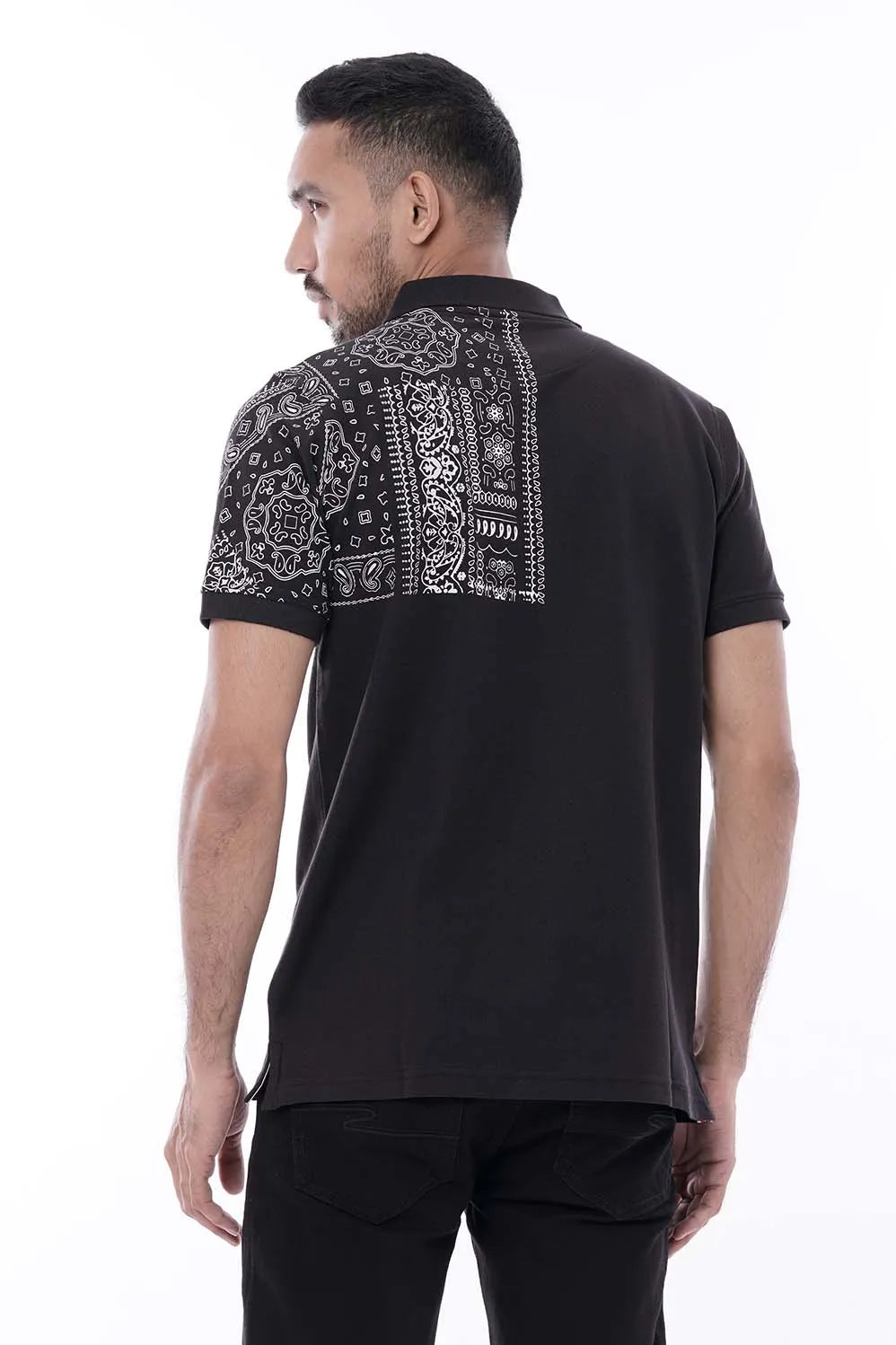 Men Polo Shirt (Black White)