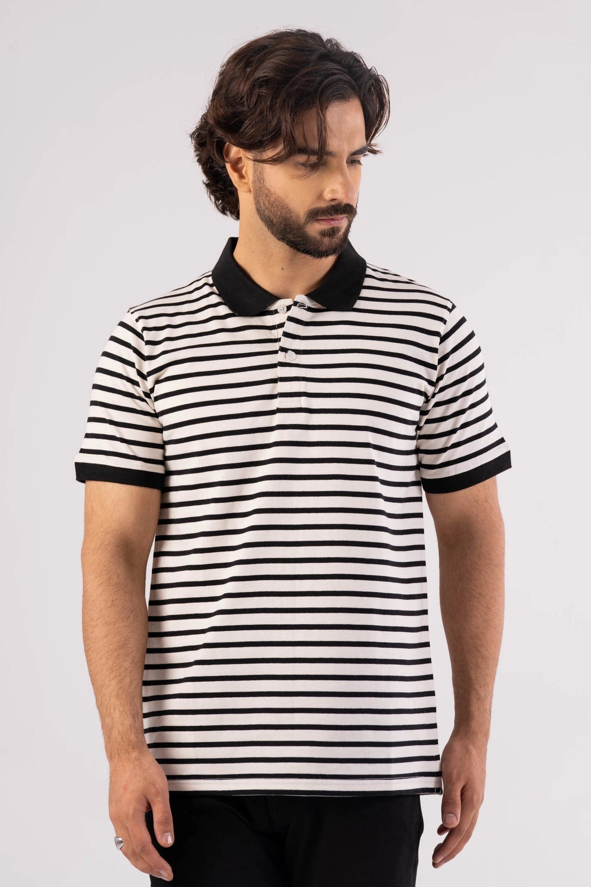 Men's Polo Shirt (Black Stripe)