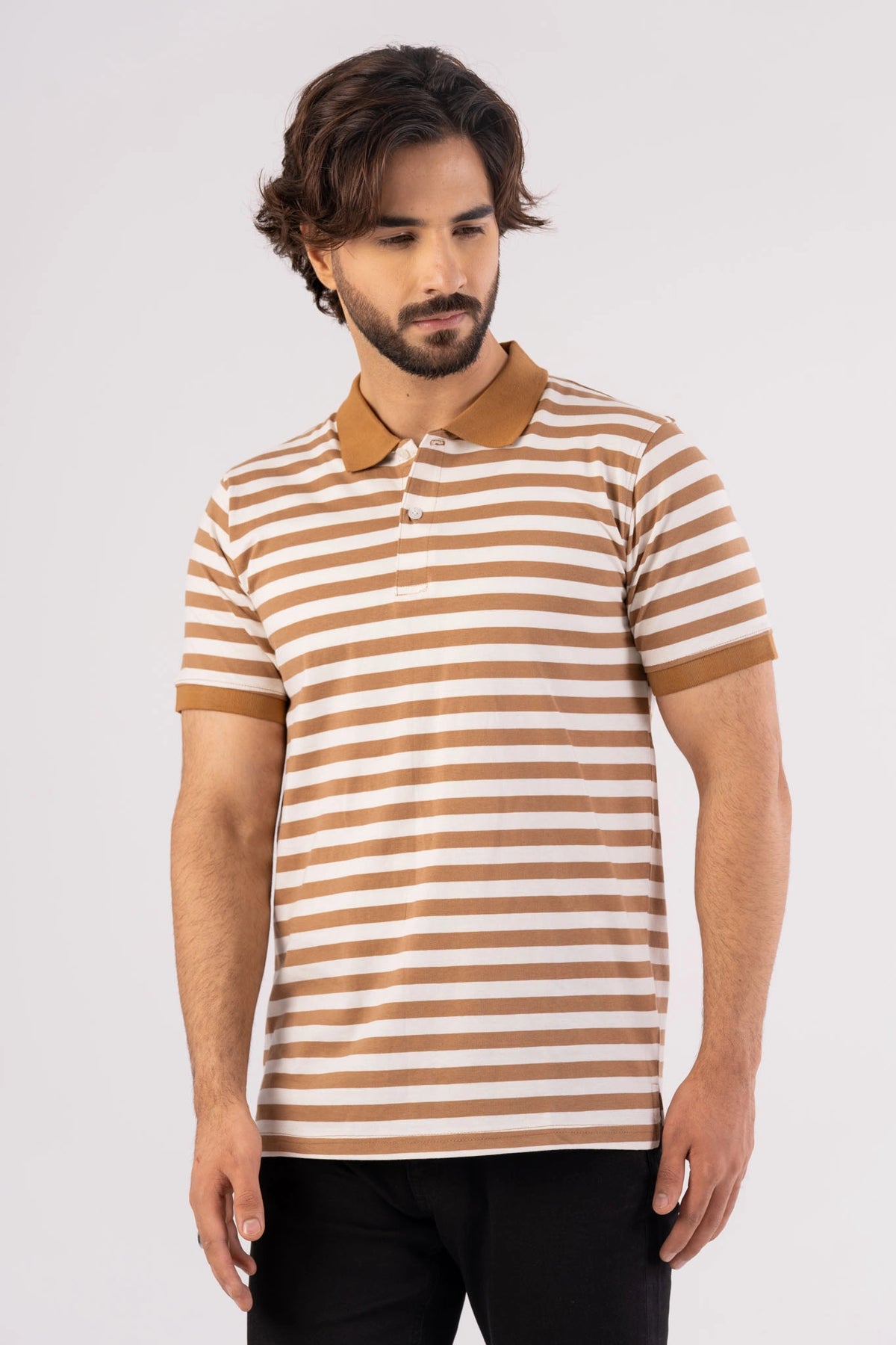 Men's Polo Shirt (Brown Stripe)