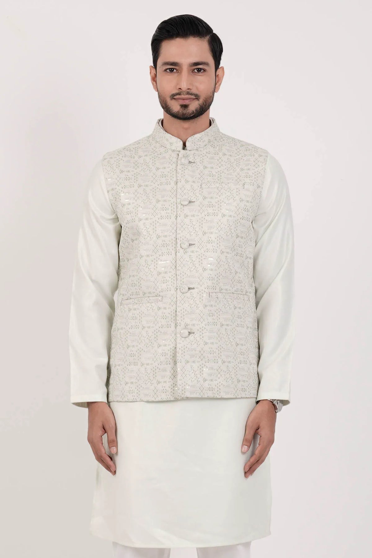 Men's Vest & Premium Panjabi Set (Lt. Green)