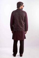 Men's Vest & Panjabi 3pc Set (Dk. Maroon)