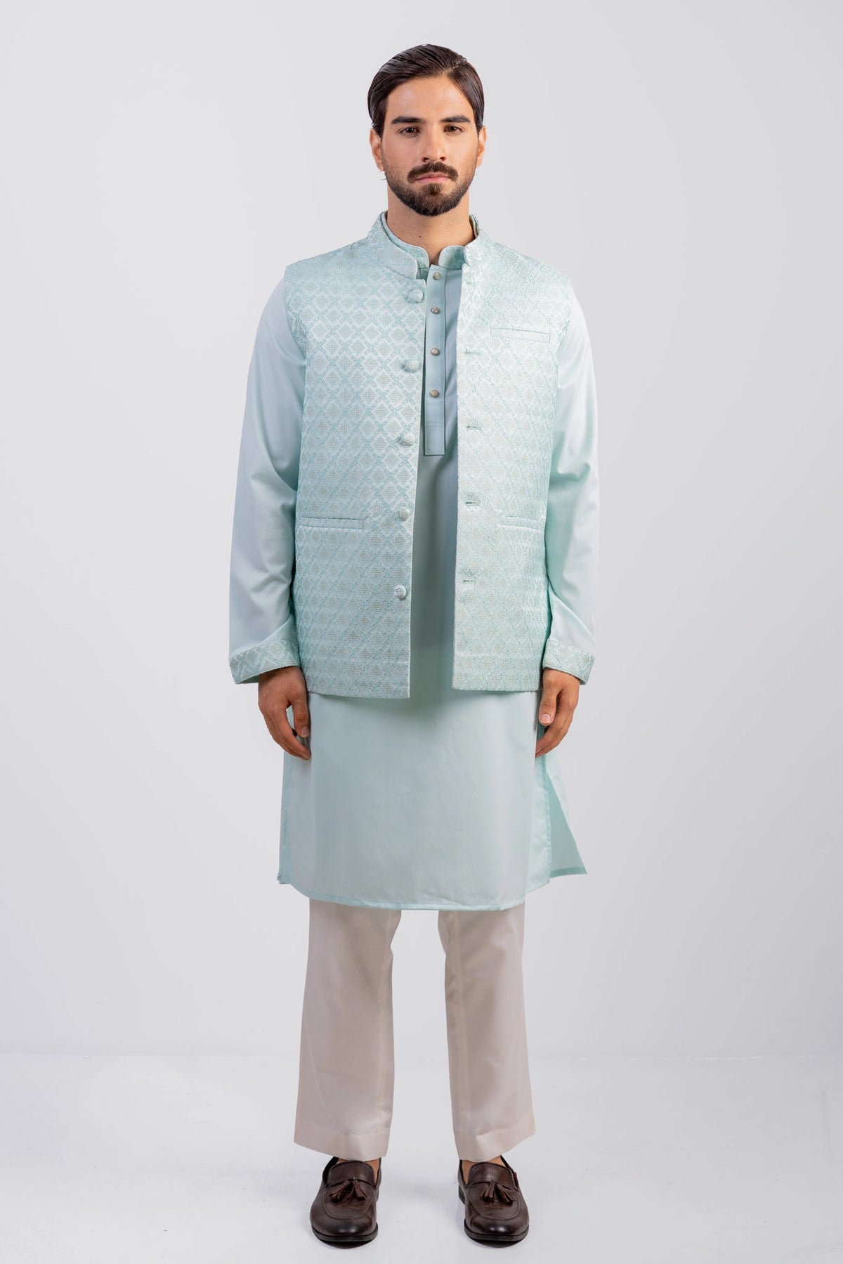 Men's Vest & Premium Panjabi 3pc Set (Pastel)