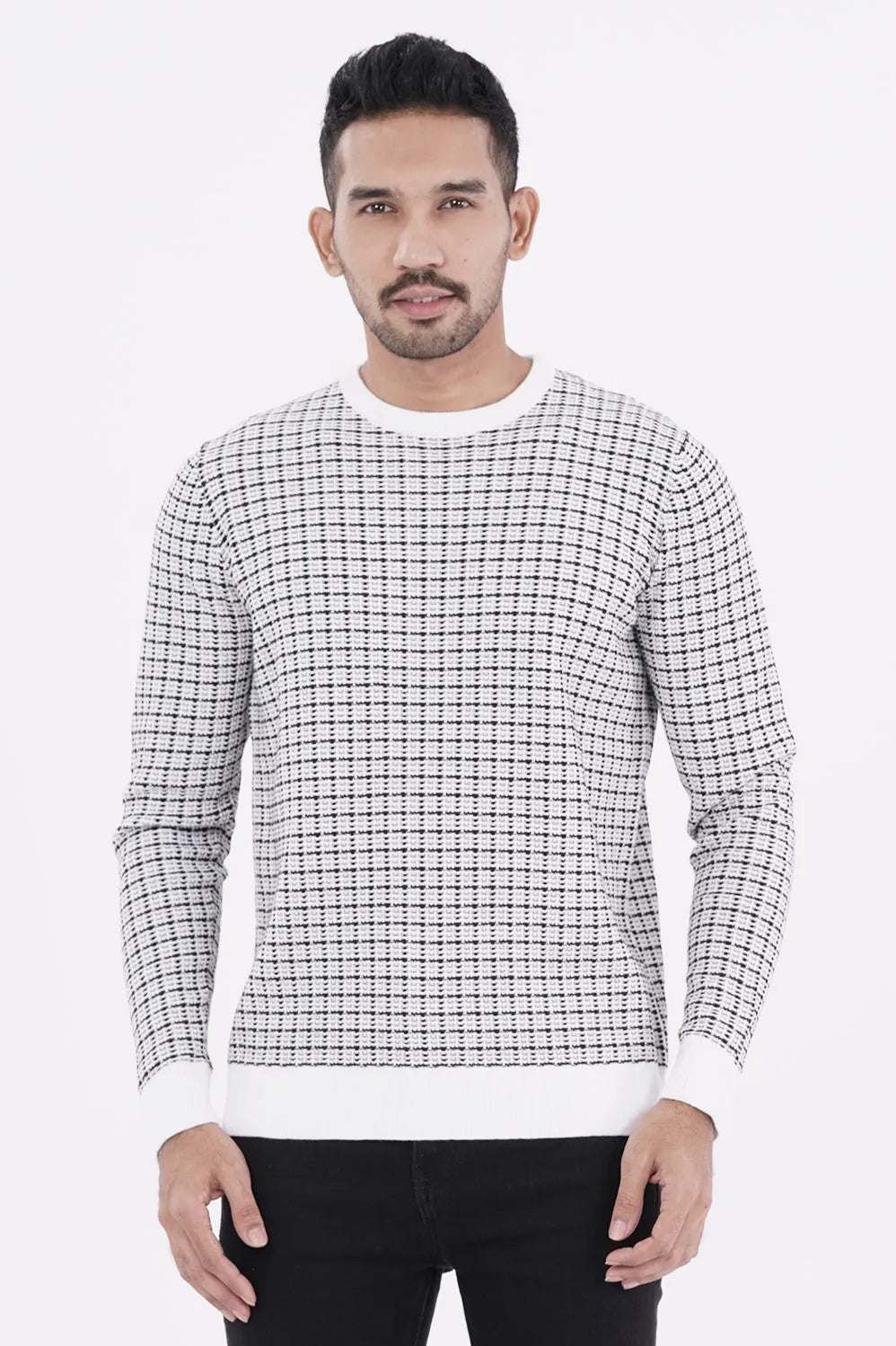 Men's Sweater (White-Black)