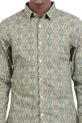 Men's Casual Shirt (Green Printed)