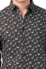 Men's Casual Shirt (Black Printed)