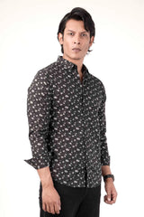 Men's Casual Shirt (Black Printed)