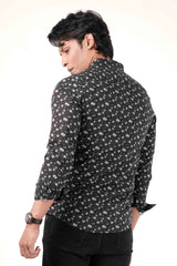 Men's Casual Shirt (Black Printed)