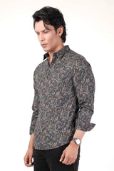 Men's Casual Shirt (Charcoal Print)