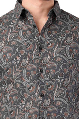 Men's Casual Shirt (Charcoal Print)